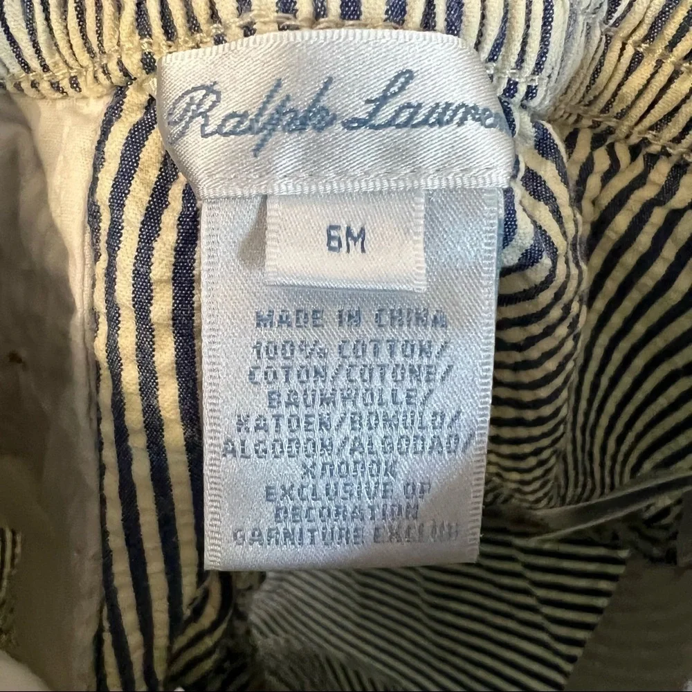 Ralph Lauren Blue & White Striped Seersucker Pants